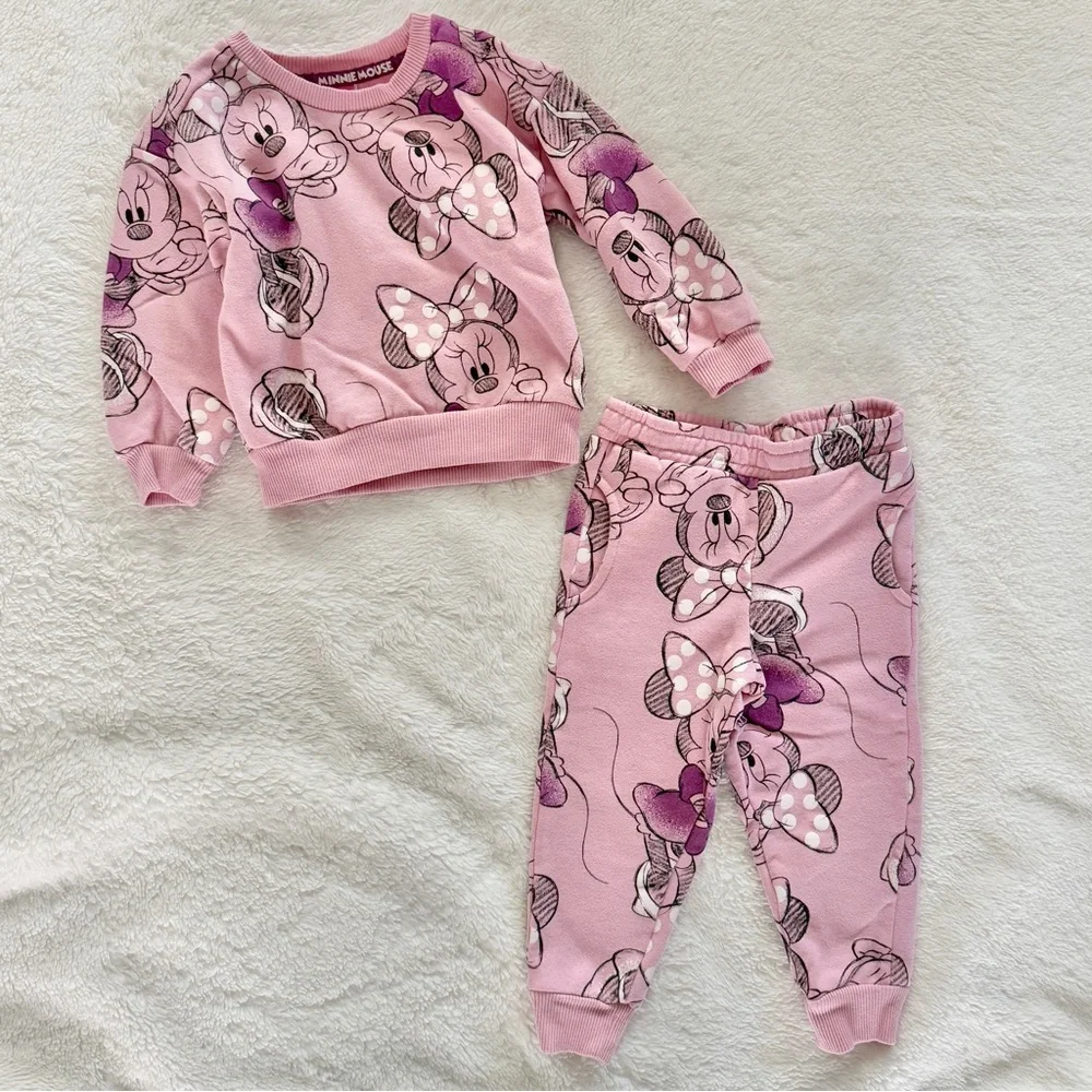 Disney Minnie Mouse Sweatshirt Jogger Set Pink Size 2T